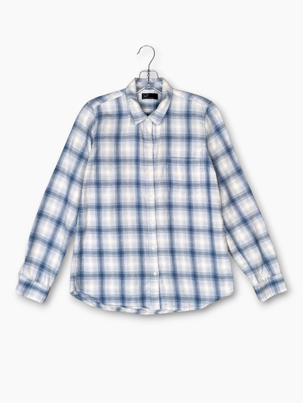 Gap Flannel Button Up Shirt Blue White Plaid S